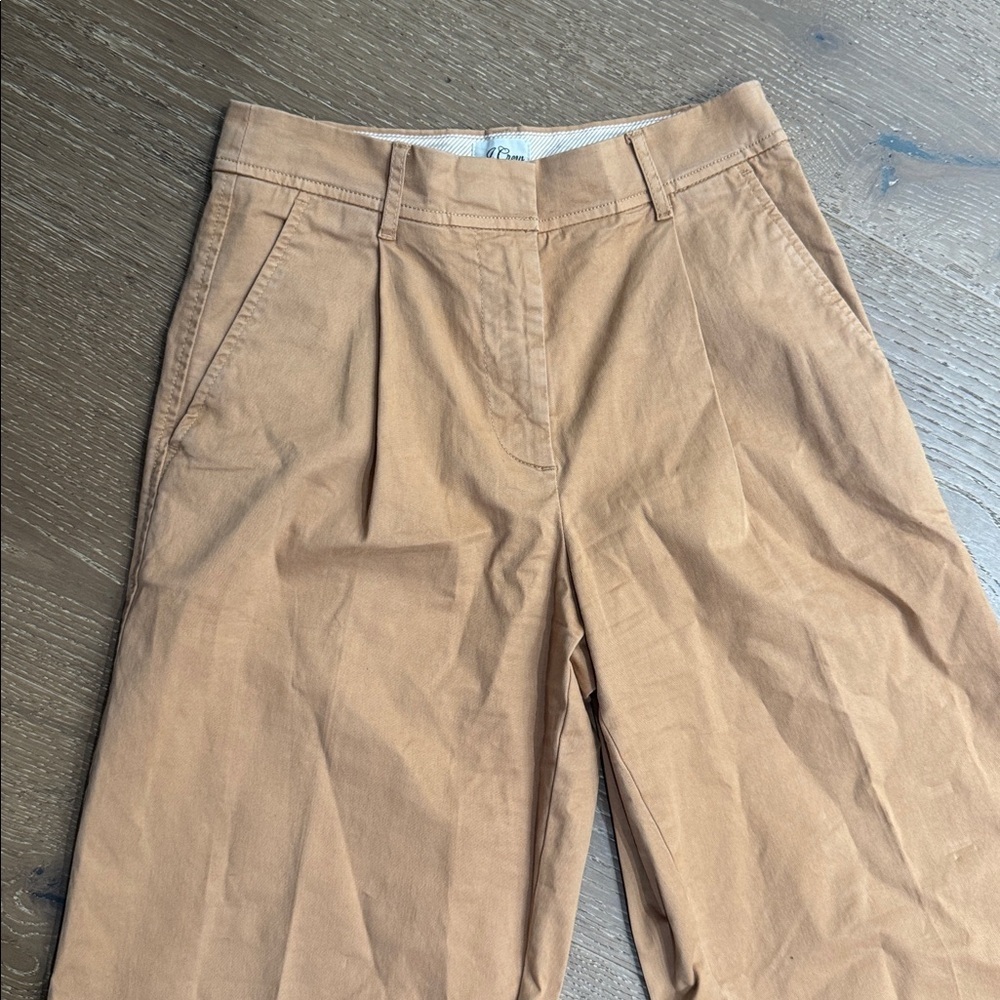 J.Crew Re-Imagined Cropped Wide Leg Pants Tan High Rise Size 2 - Picture 4 of 7